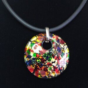 Venezia Classica Italy Glass Multicolor Pendant Bombata Necklace Murano Glass